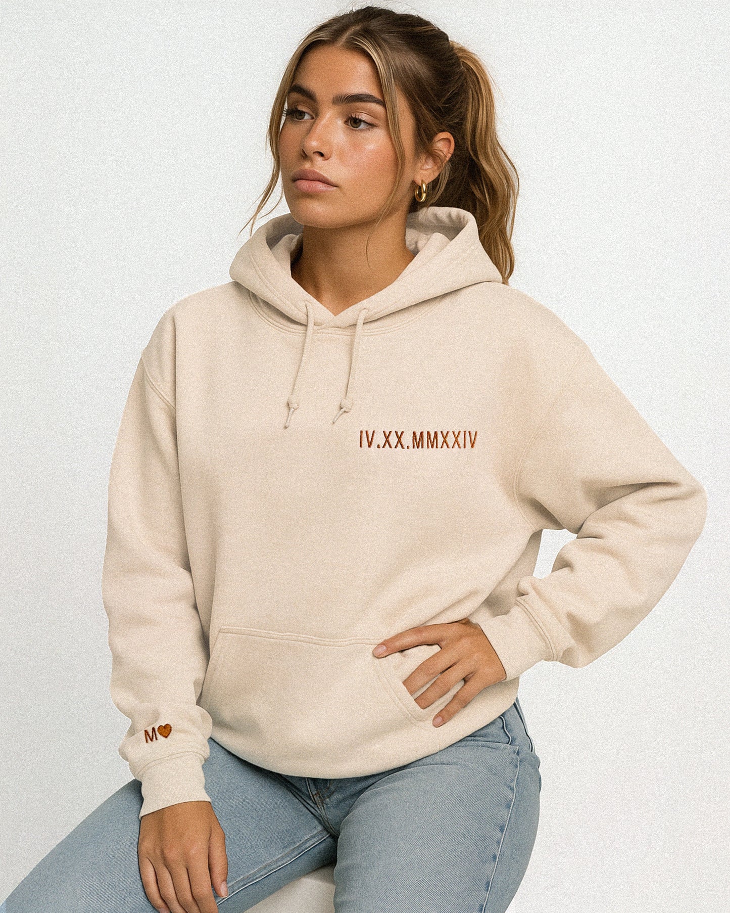 Custom Embroidered Roman Numeral Hoodie