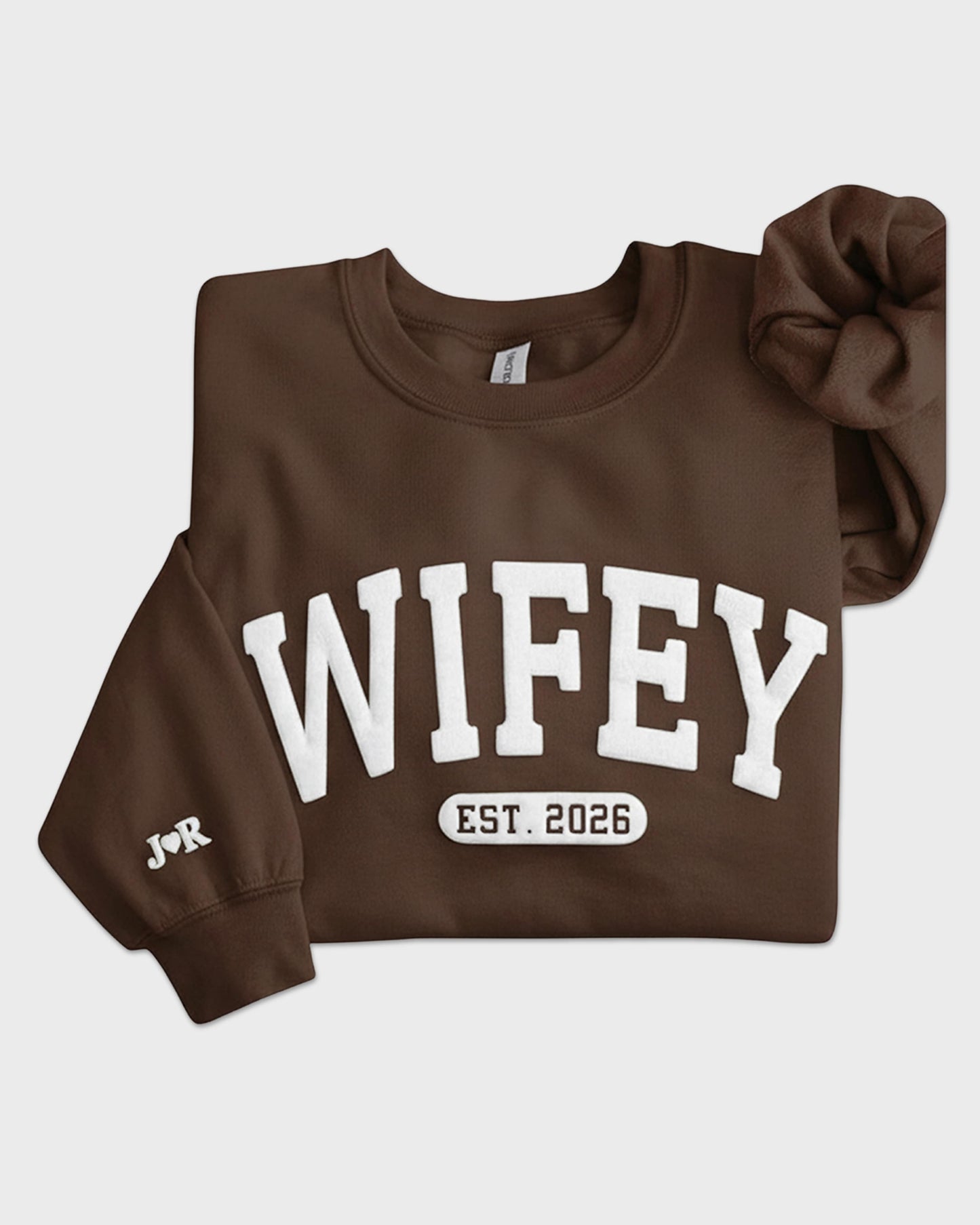 Personalized Wifey Embossed Sweatshirt