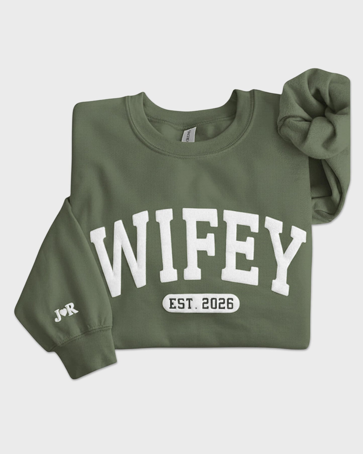 Personalized Wifey Embossed Sweatshirt