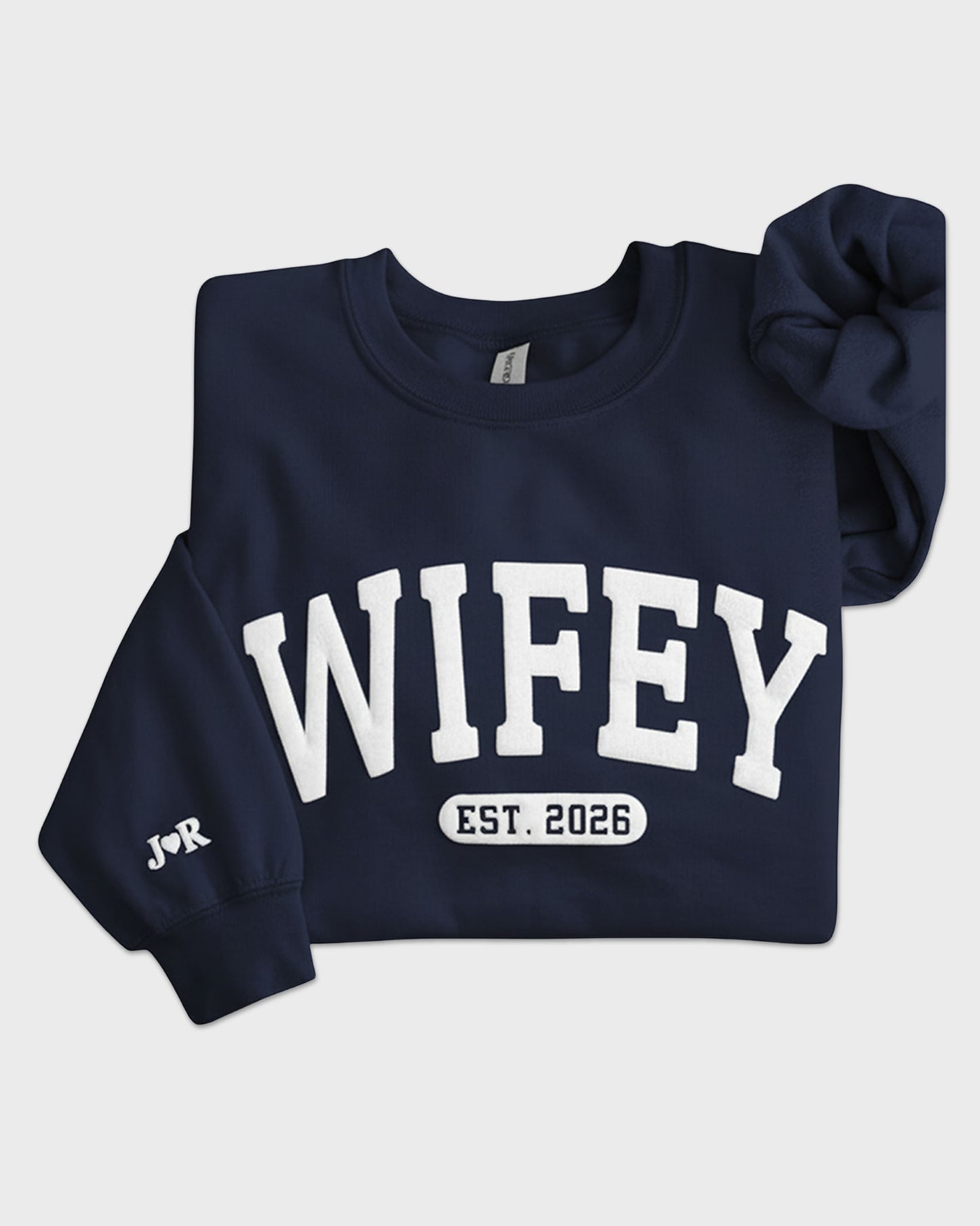 Personalized Wifey Embossed Sweatshirt