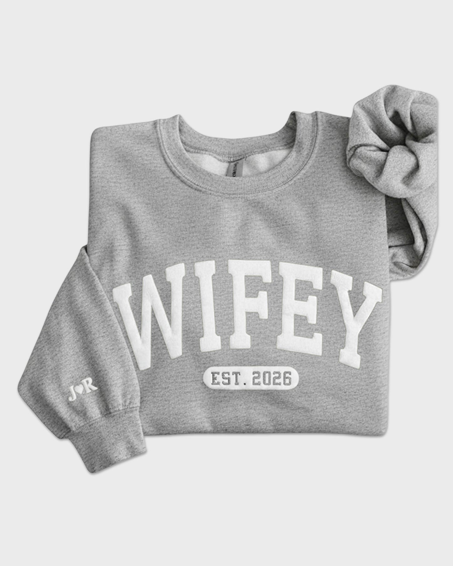Personalized Wifey Embossed Sweatshirt