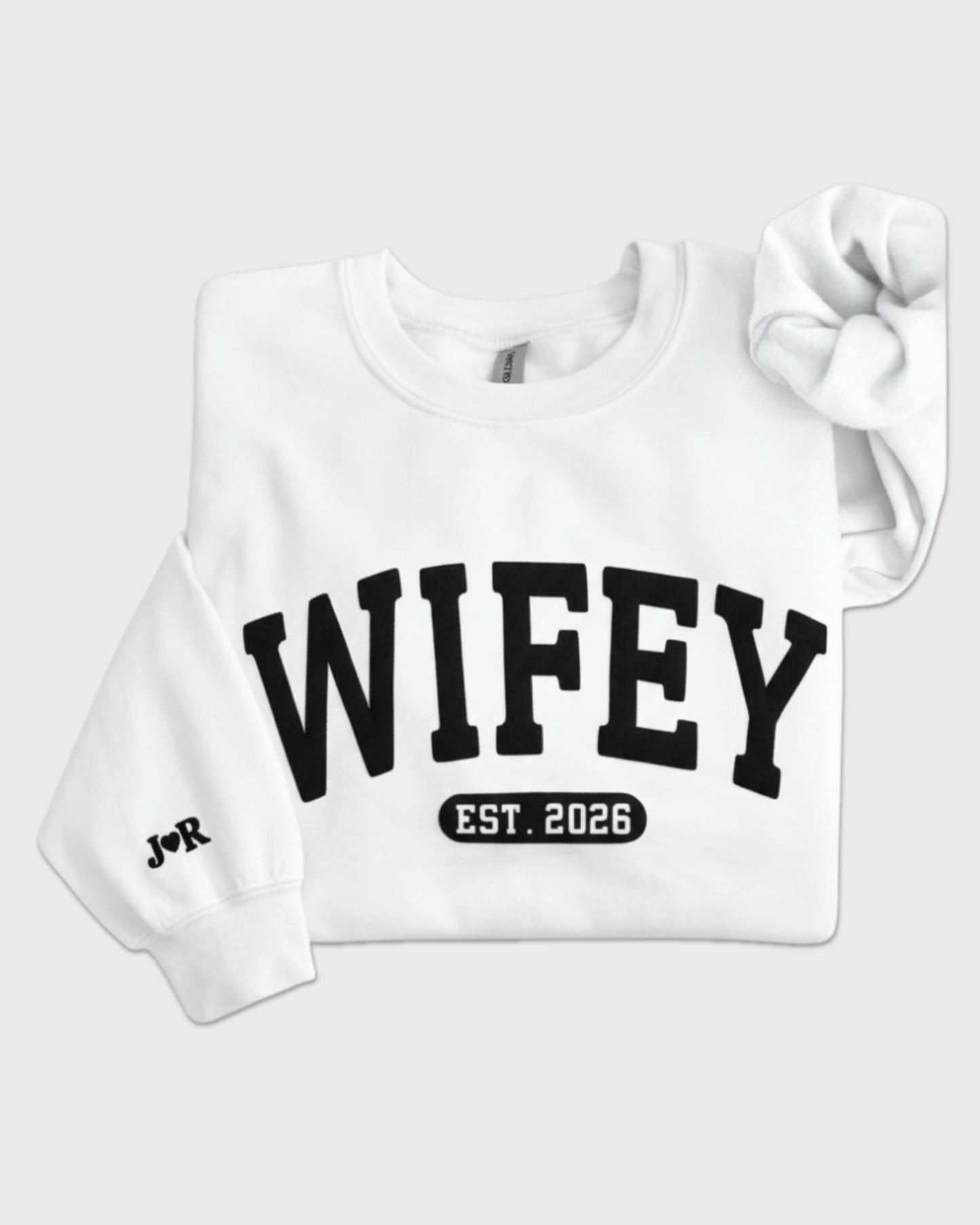 Personalized Wifey Embossed Sweatshirt
