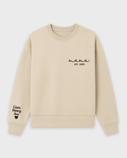 Minimalist Script Mama Embroidered Sweatshirt
