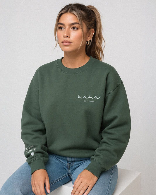 Minimalist Script Mama Embroidered Sweatshirt
