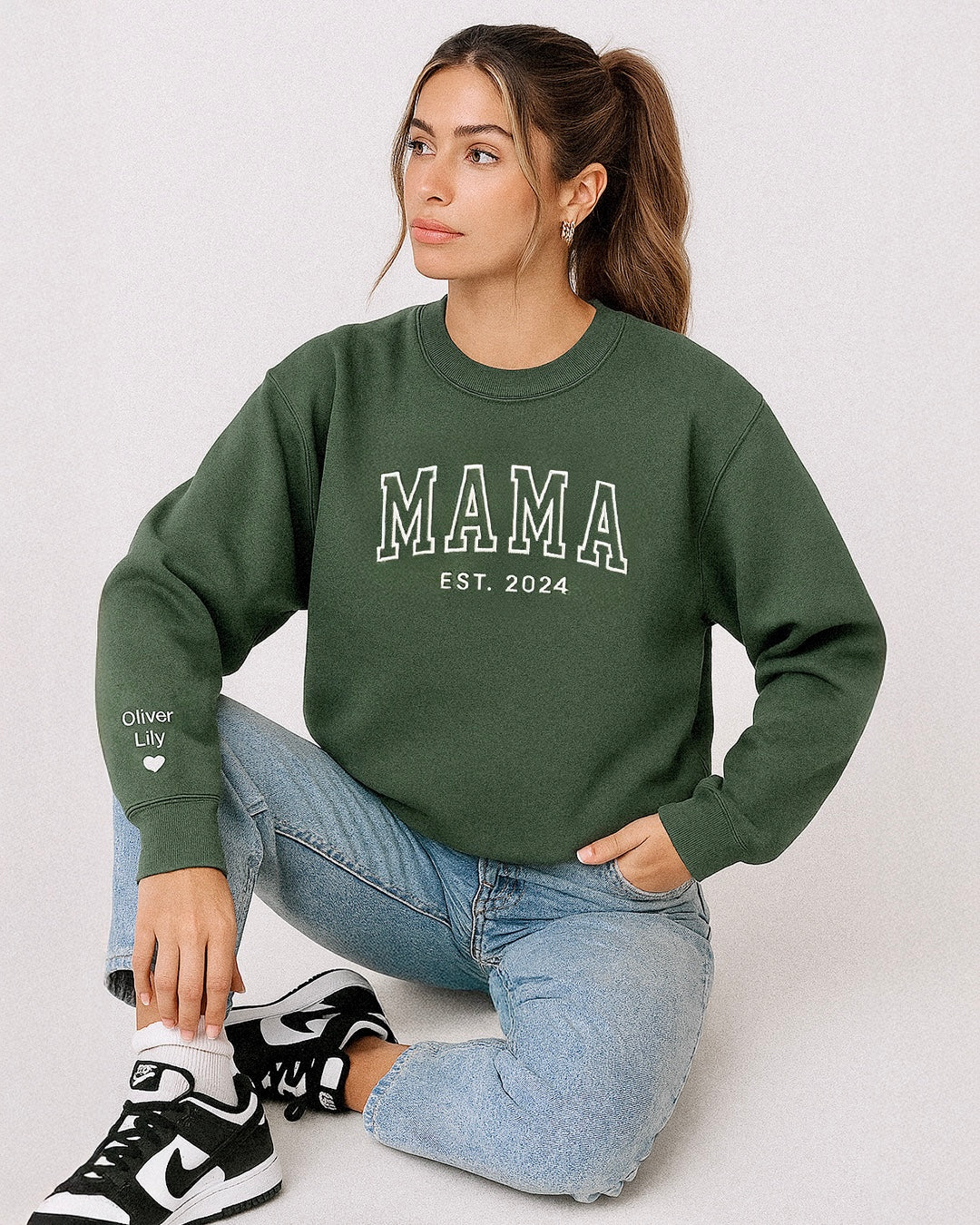 Classic Varsity Mama Embroidered Sweatshirt