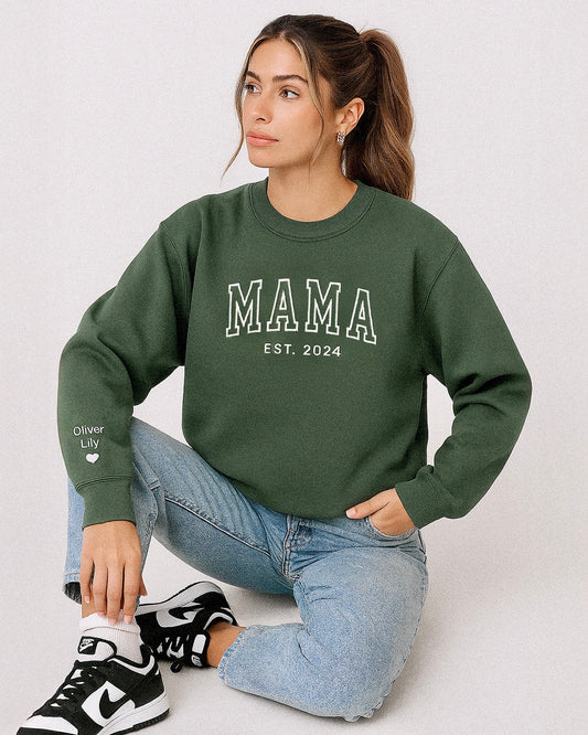 Classic Varsity Mama Embroidered Sweatshirt