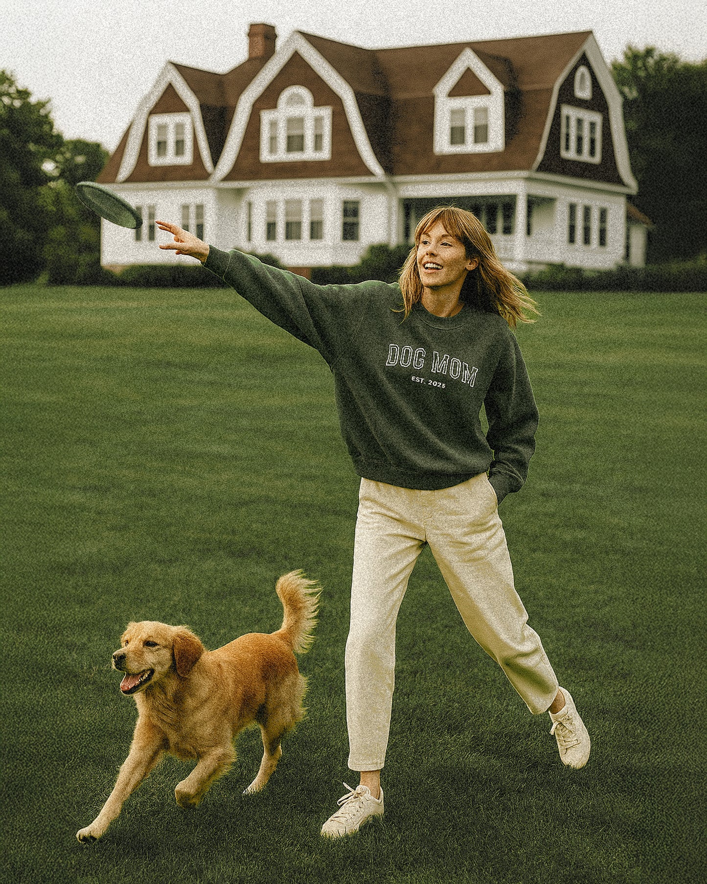 Varsity Dog Mom Embroidered Sweatshirt