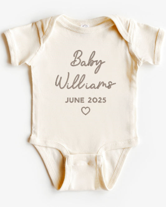 Pregnancy Announcement Embroidered Bodysuit