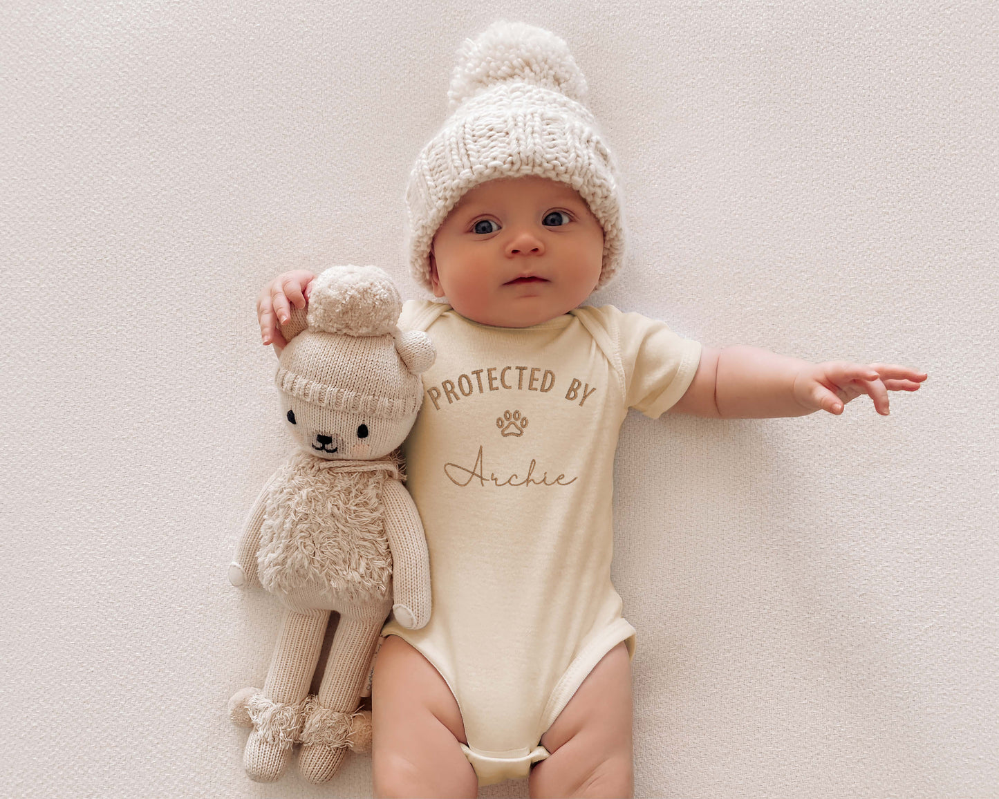Protected by Dog Embroidered Bodysuit