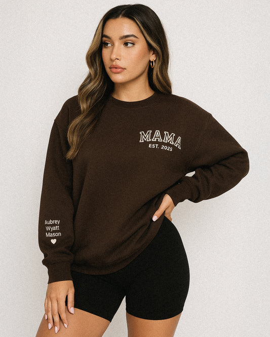 Varsity Mama Accent Embroidered Sweatshirt