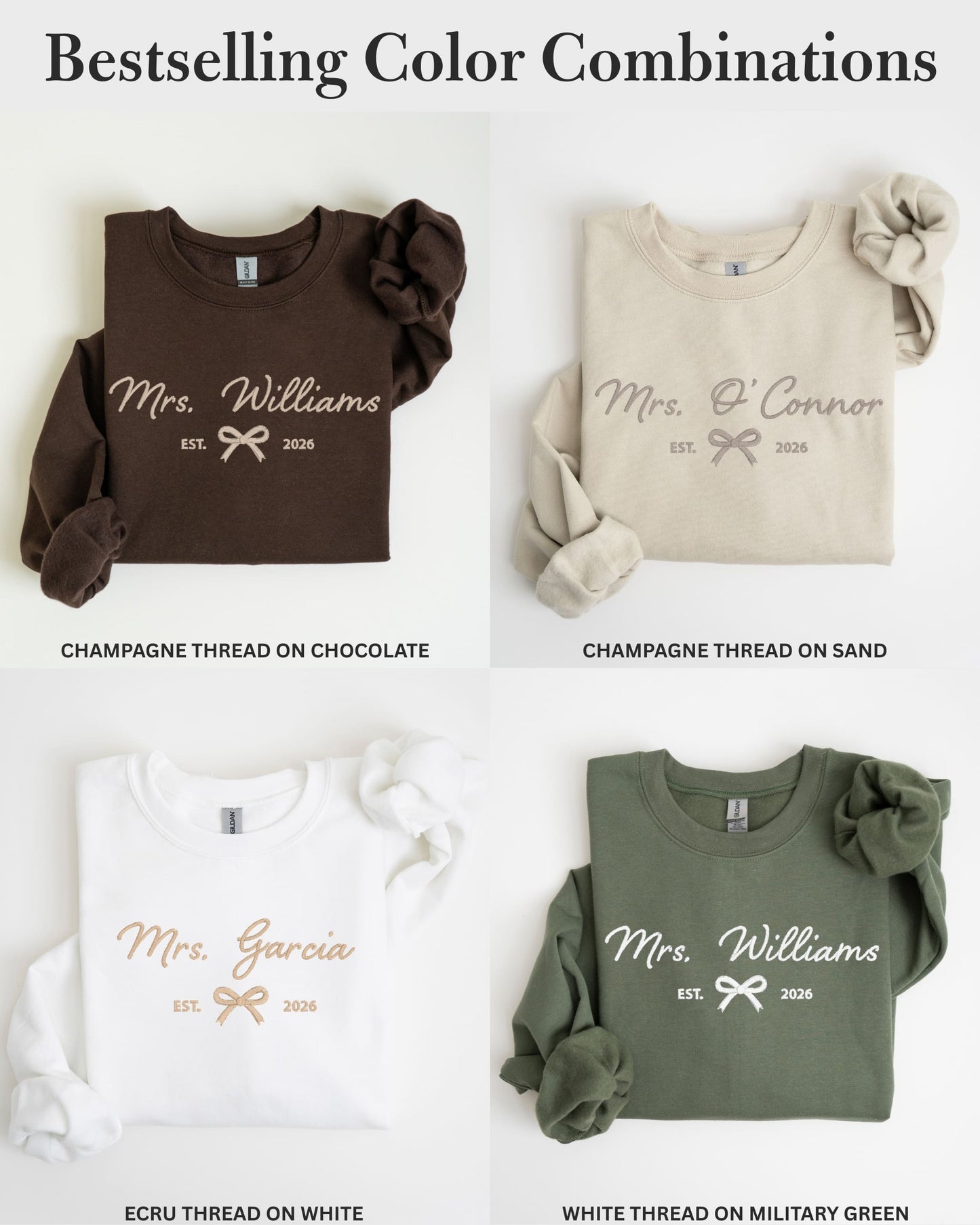 Custom Mrs. EST. Embroidered Sweatshirt