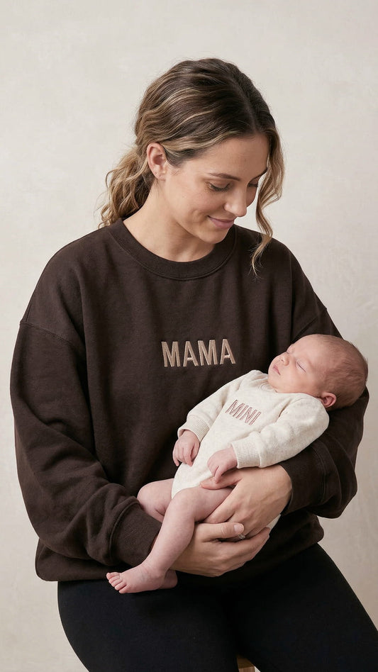 Minimalist Mama & Mini Embroidered Sweatshirt | Adult MAMA