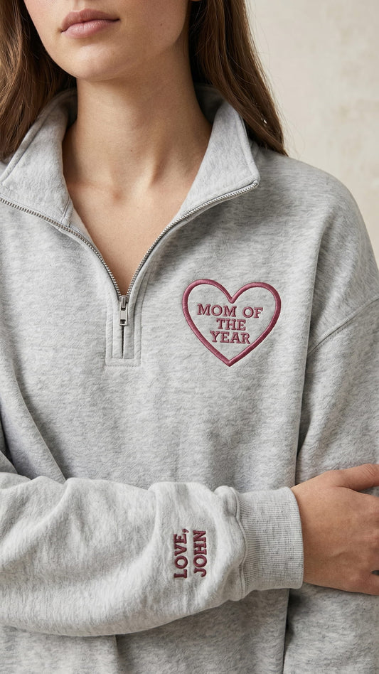 The Mom of the Year Gift Set | Embroidered Quarter-Zip Bundle