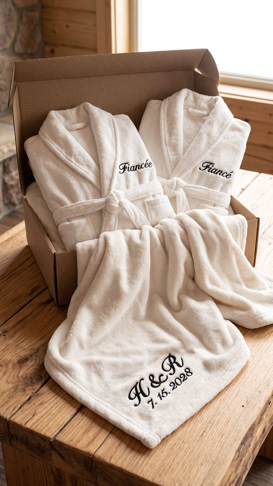 Fiancé & Fiancée Robe with Blanket Set | Engagement Gift
