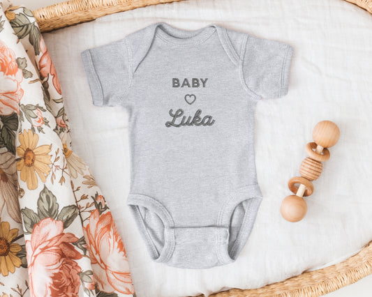 Heart Script Embroidered Bodysuit