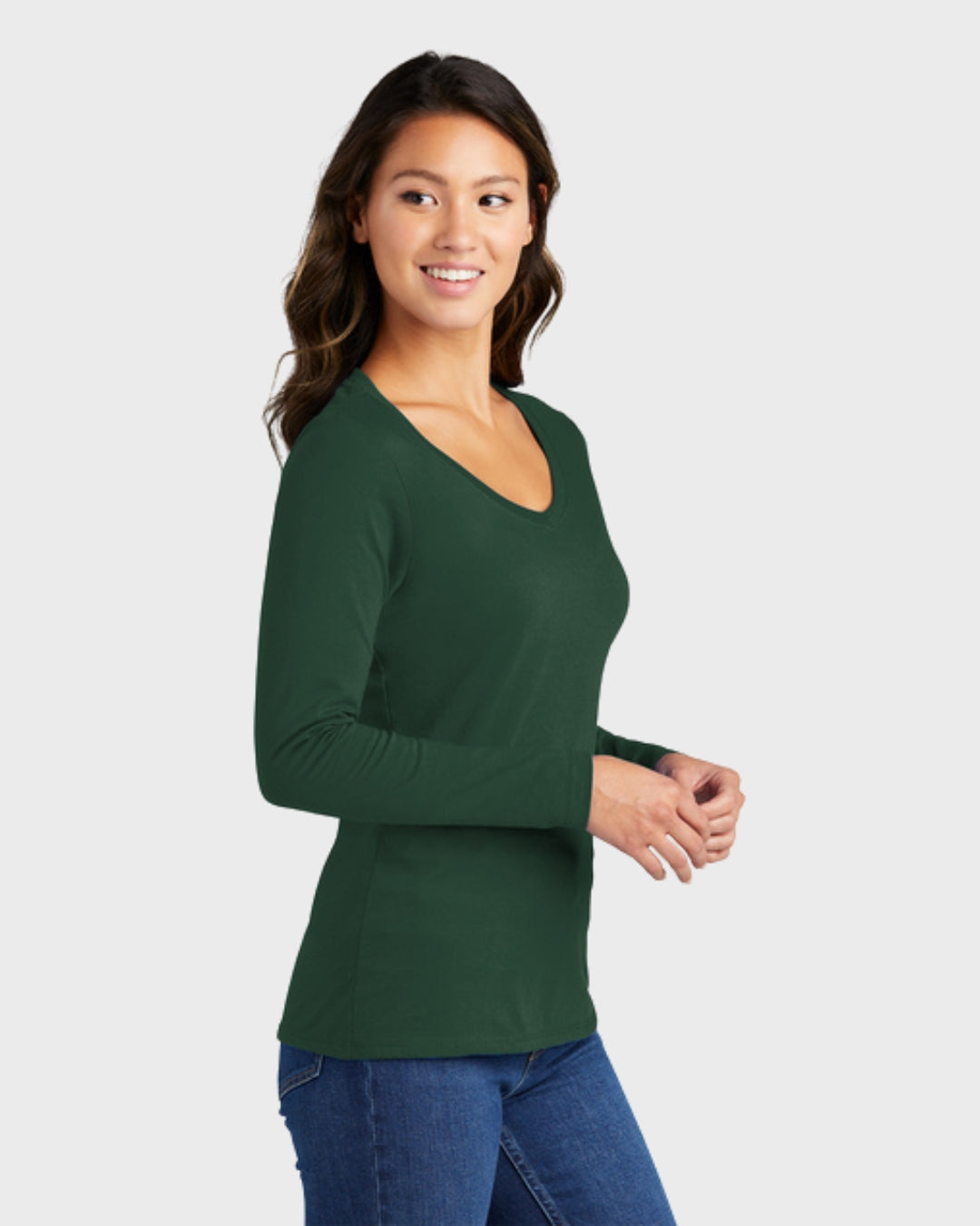 Port & Co™ Women's Long Sleeve Fan Favorite™ V-Neck Tee