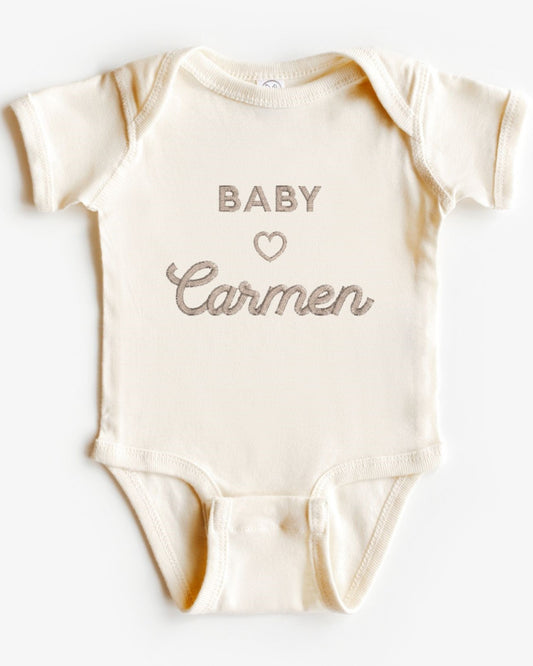 Heart Script Embroidered Bodysuit