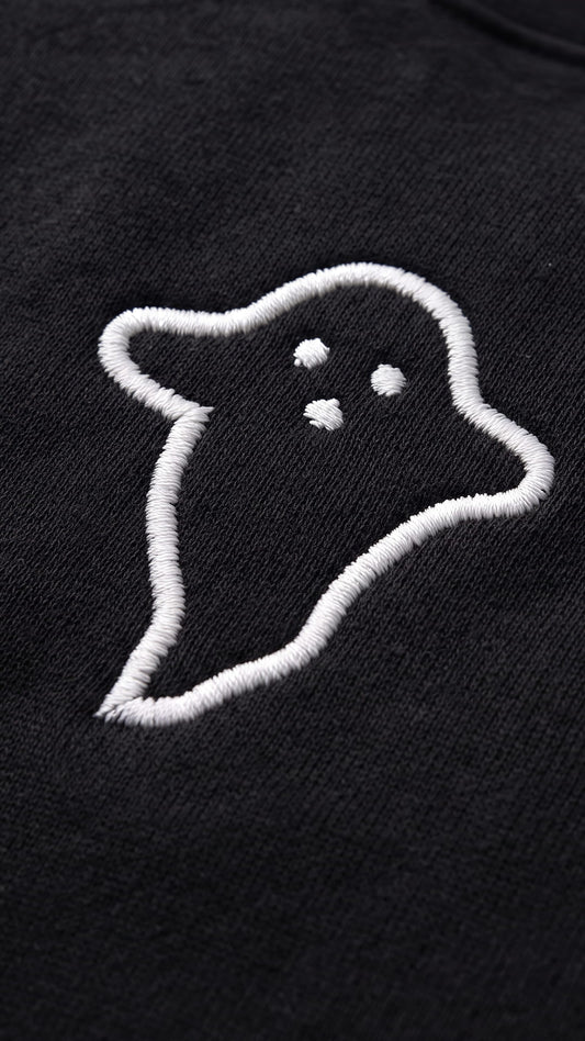 Embroidered Ghost Halloween Sweatshirt or Hoodie | Minimalist Spooky Season