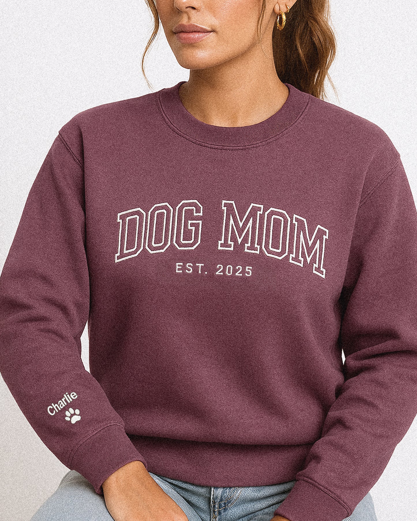 Varsity Dog Mom Embroidered Sweatshirt