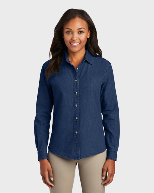 Port & Co™ Women's Long Sleeve Value Denim Shirt