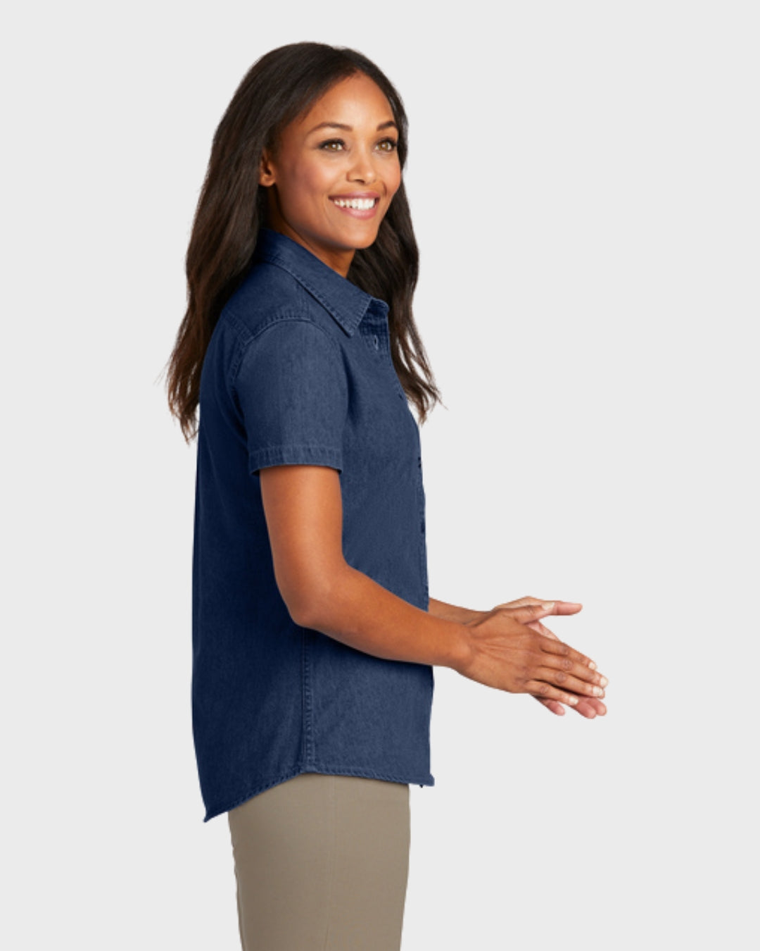 Port & Co™ Women's Short Sleeve Value Denim Shirt