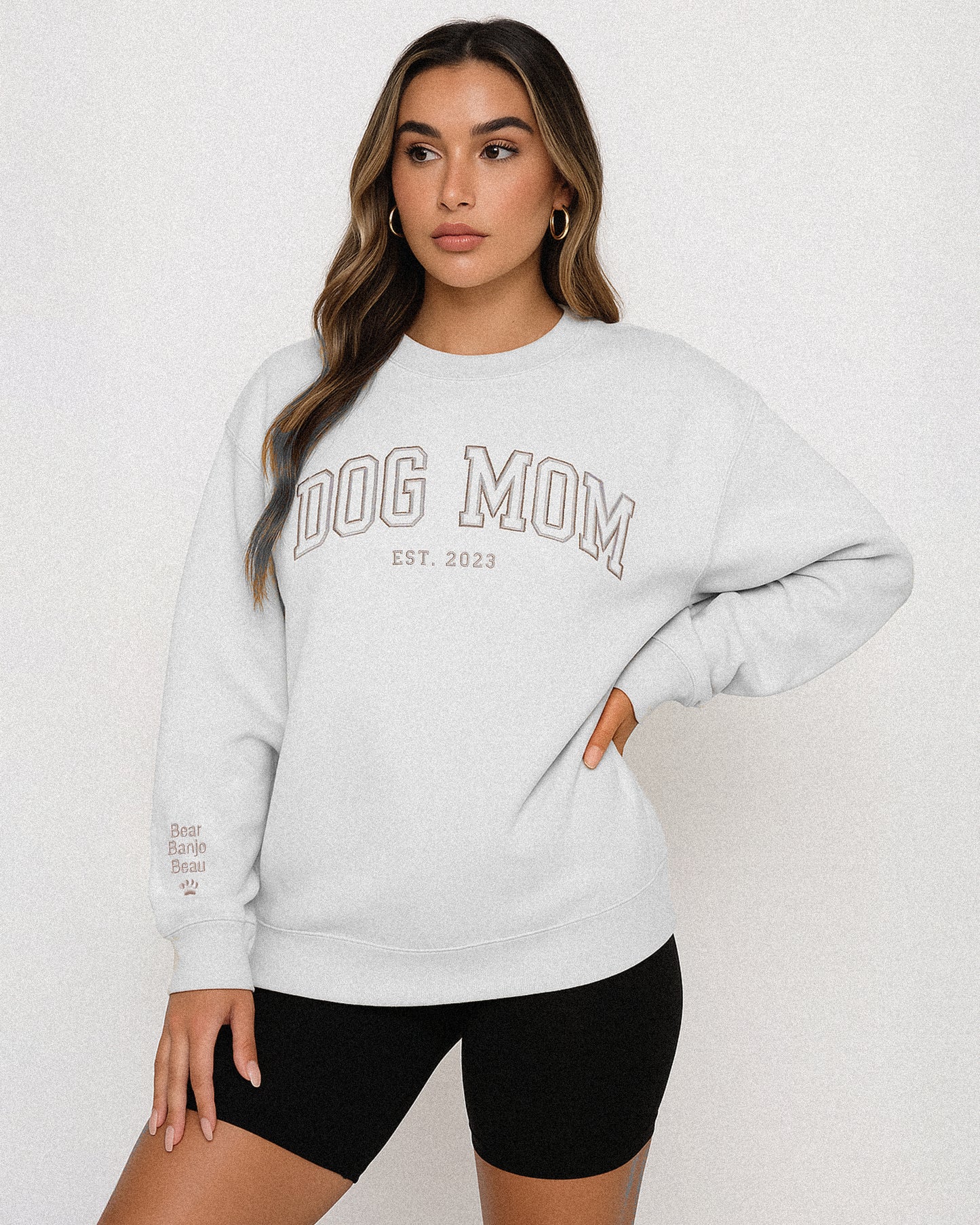 Varsity Dog Mom Embroidered Sweatshirt