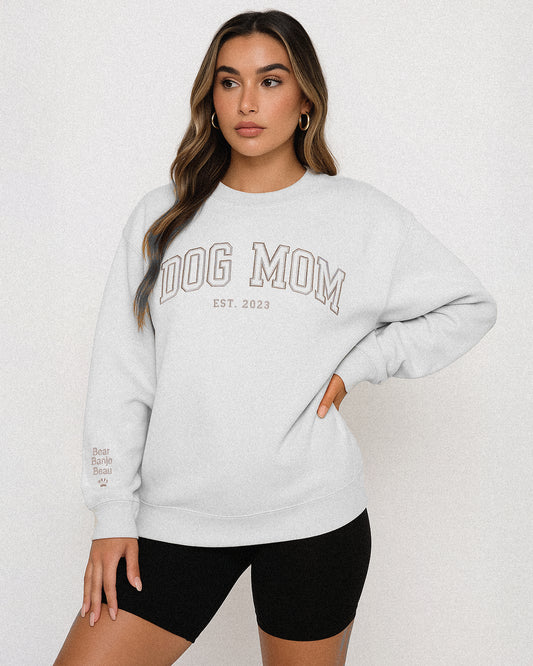 Varsity Dog Mom Embroidered Sweatshirt