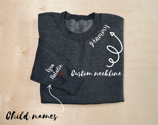 Custom Neckline Embroidered Sweatshirt