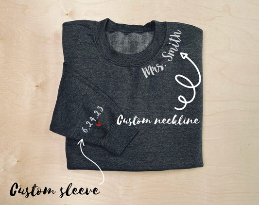 Custom Neckline Bride Embroidered Sweatshirt