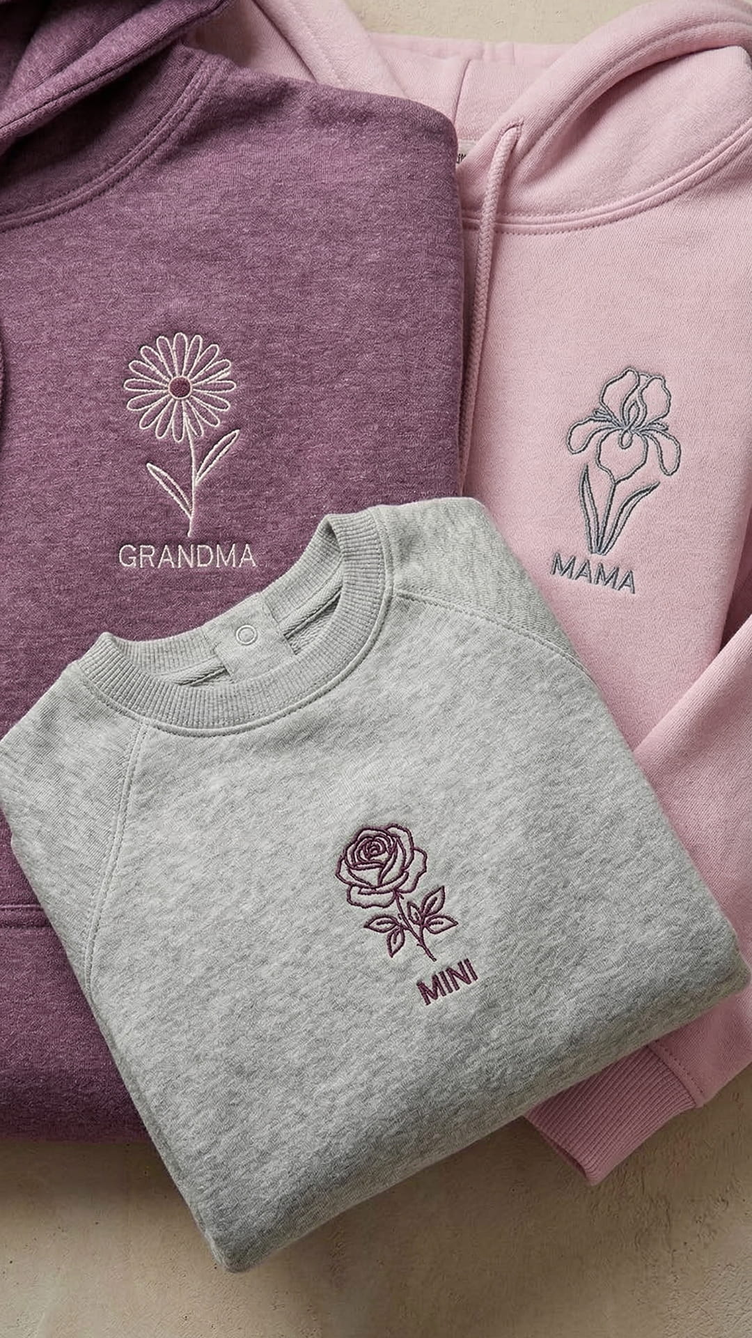 Birth Month Flower Embroidered Sweatshirt - Adult