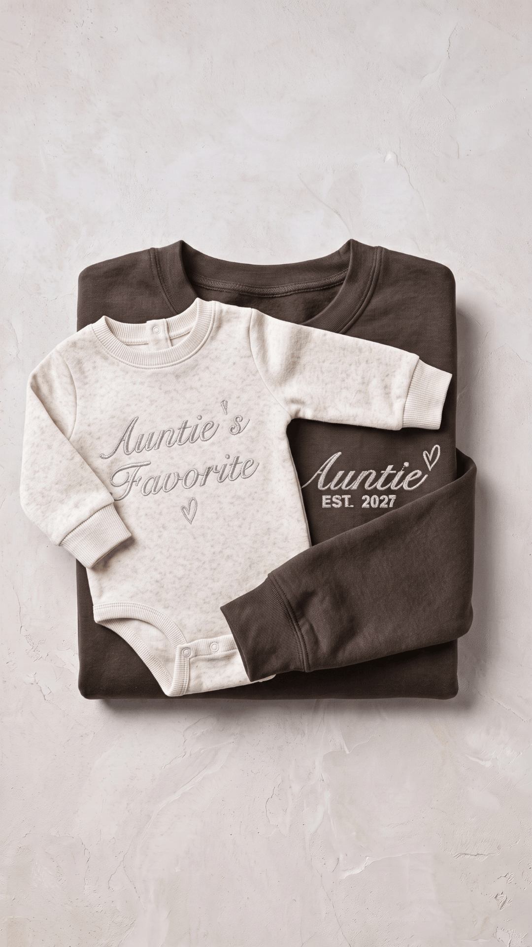 Auntie's Favorite Embroidered Set | Adult Auntie Est. Sweatshirt