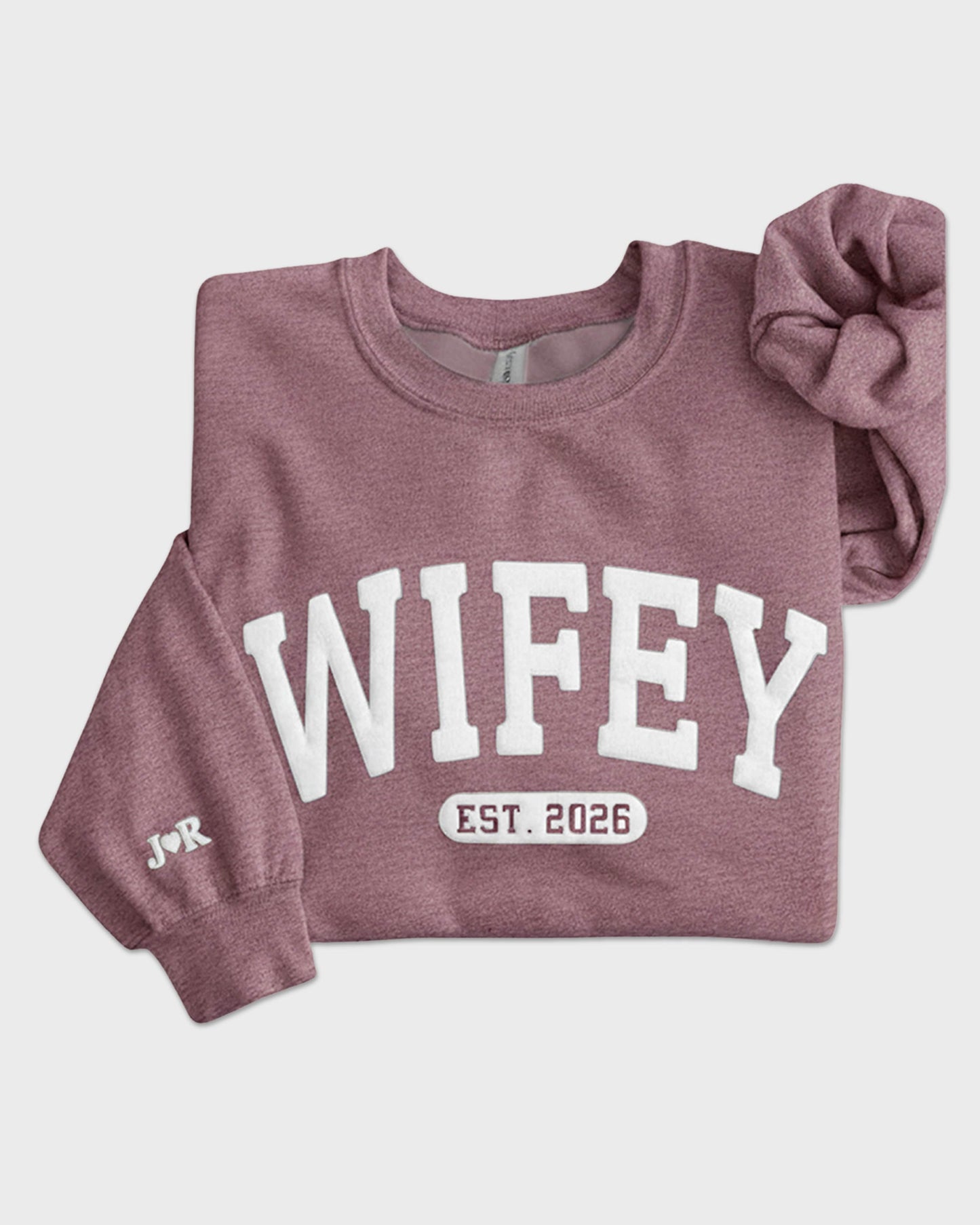 Personalized Wifey Embossed Sweatshirt