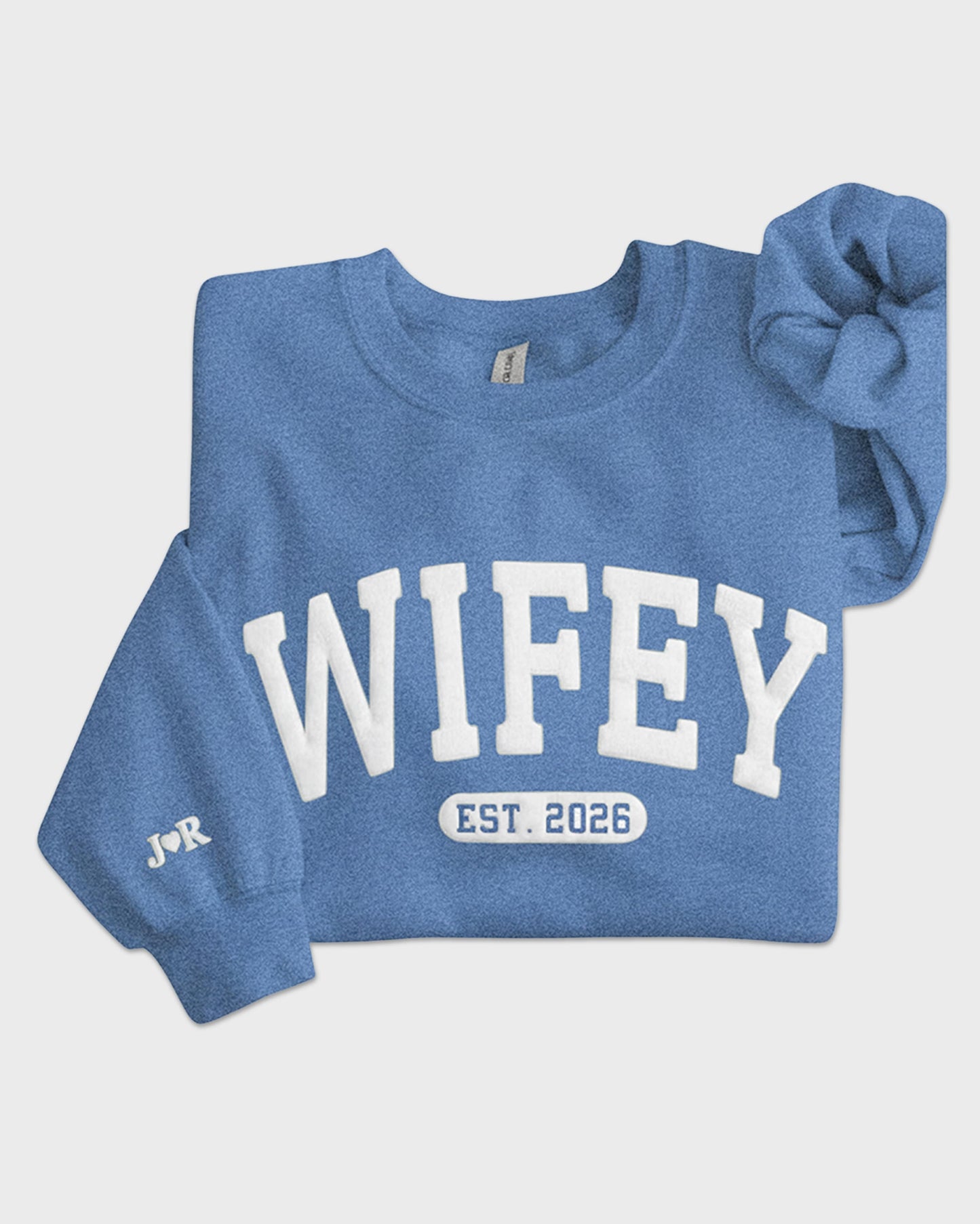 Personalized Wifey Embossed Sweatshirt