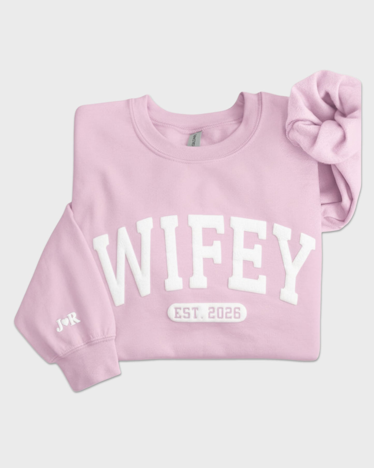 Personalized Wifey Embossed Sweatshirt