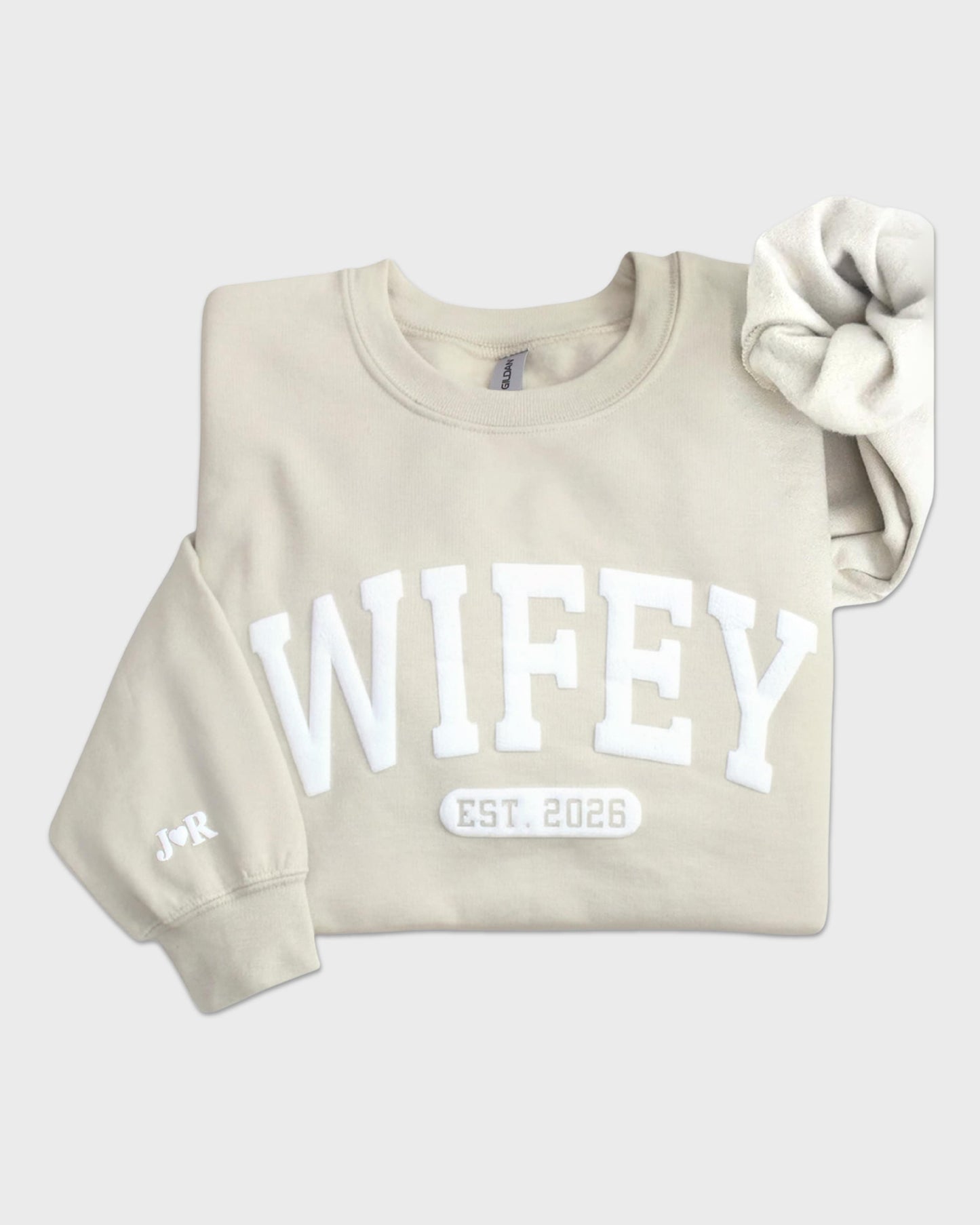 Personalized Wifey Embossed Sweatshirt