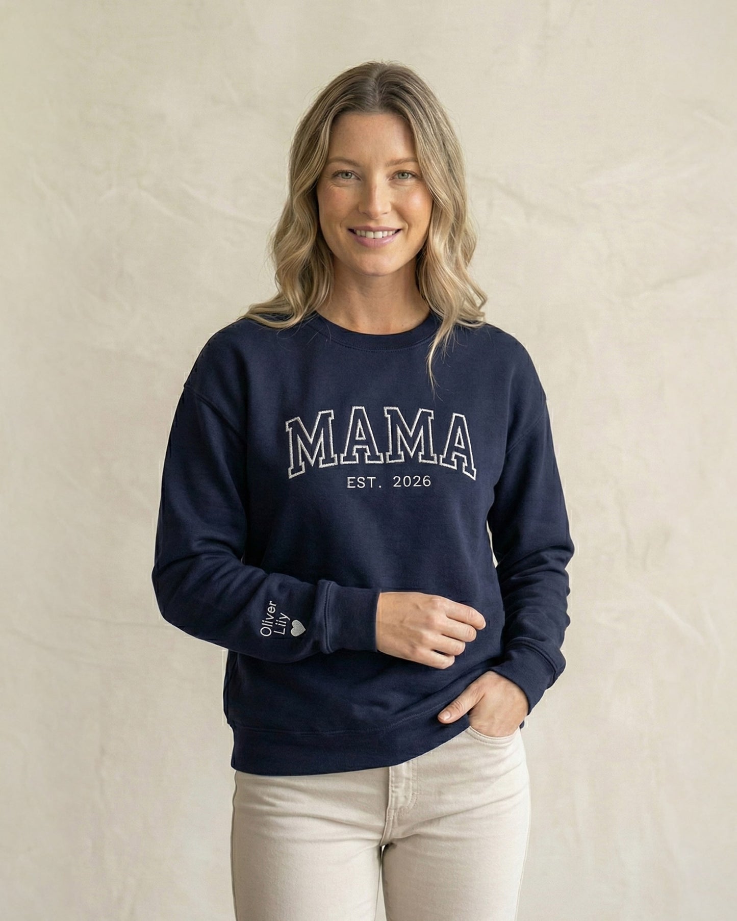 Classic Varsity Mama Embroidered Sweatshirt