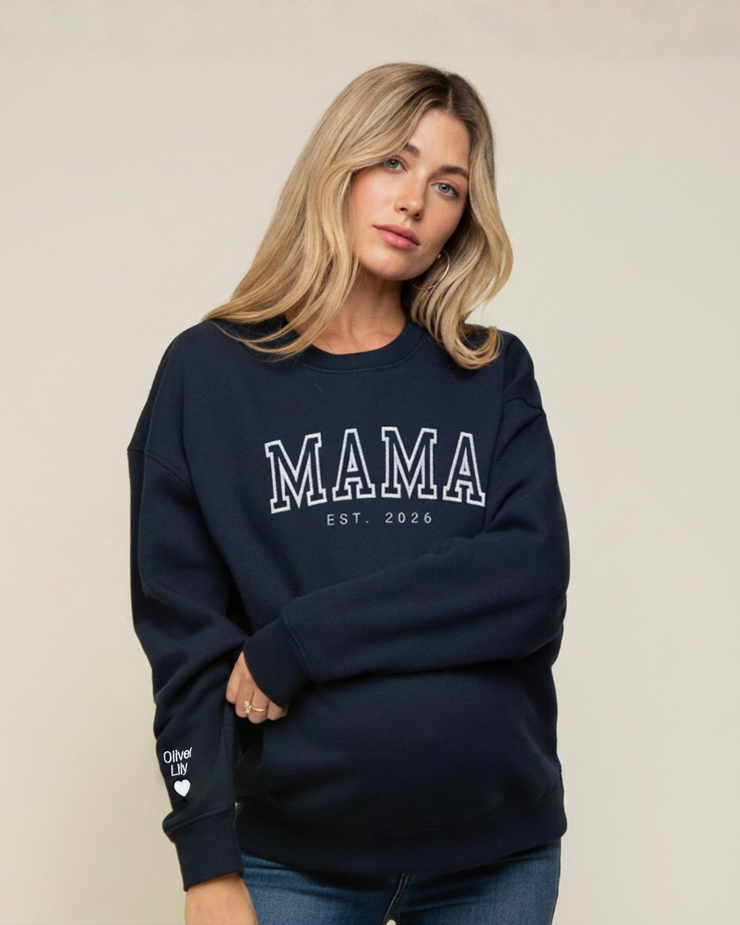 Classic Varsity Mama Embroidered Sweatshirt
