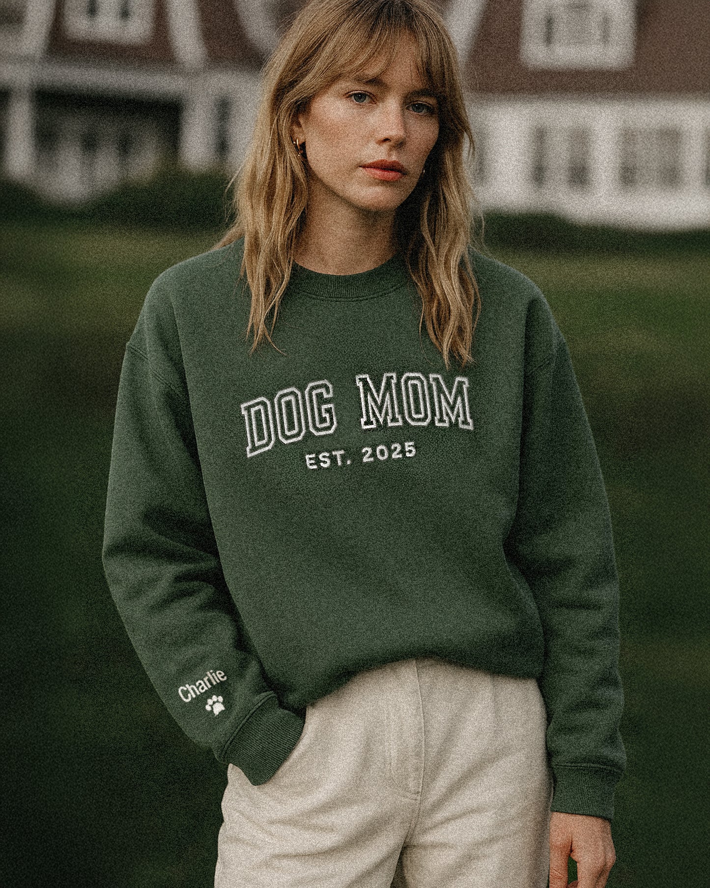 Varsity Dog Mom Embroidered Sweatshirt