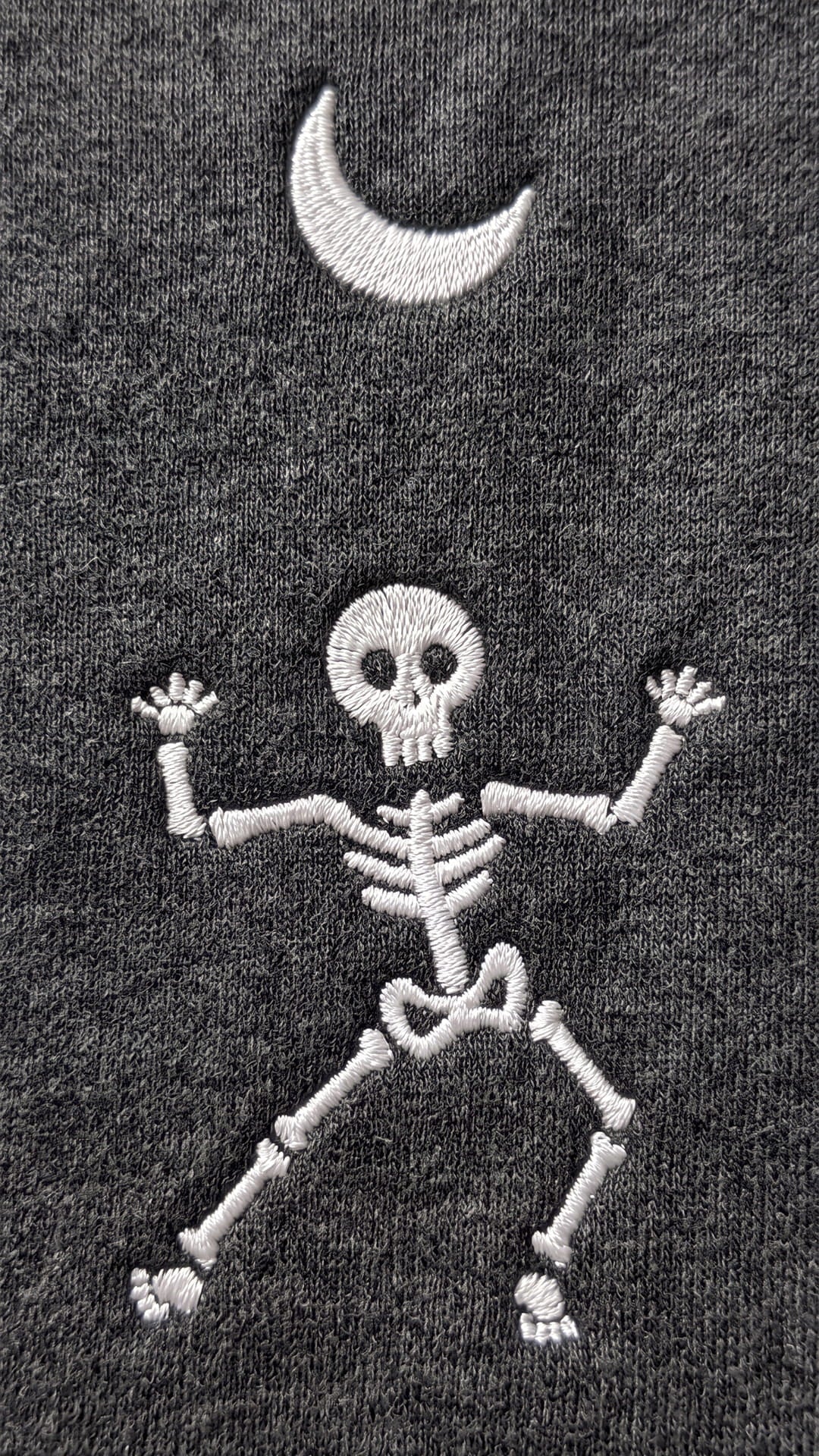 Embroidered Dancing Skeleton Halloween Sweatshirt | Crescent Moon