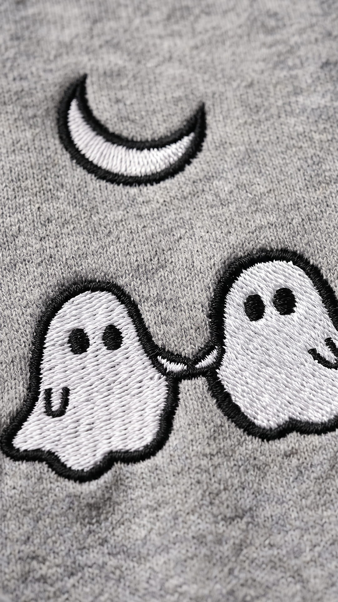 Embroidered Ghosts Holding Hands Halloween Sweatshirt | Crescent Moon