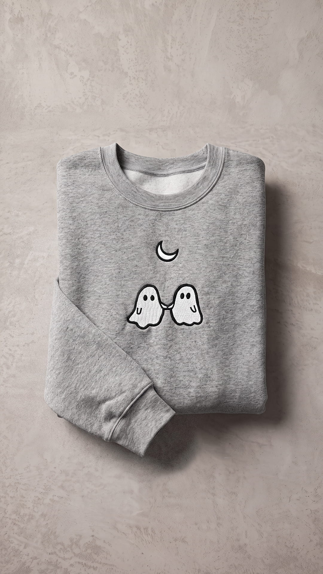 Embroidered Ghosts Holding Hands Halloween Sweatshirt | Crescent Moon