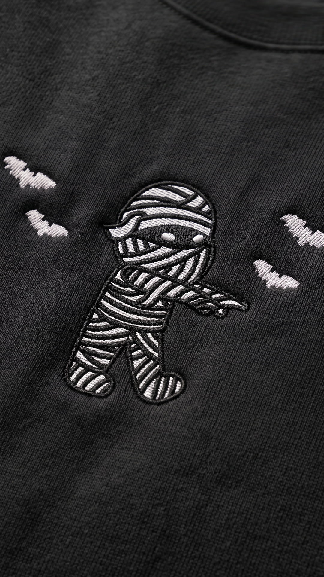 Embroidered Mummy Halloween Sweatshirt | Cute Mummy & Bats