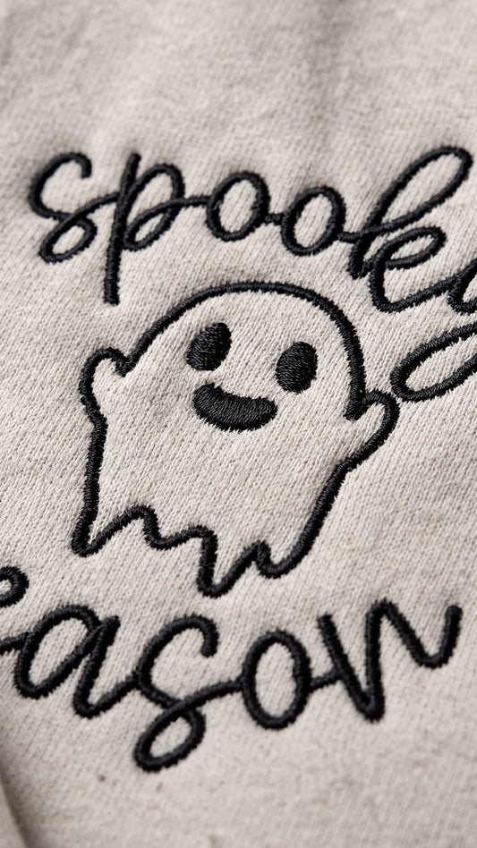 Embroidered Spooky Season Halloween Sweatshirt | Cute Ghost Design