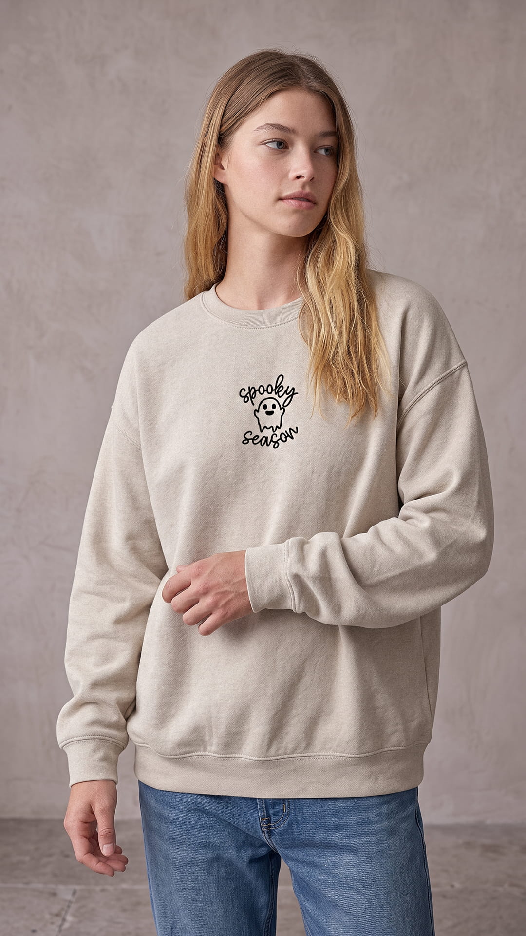 Embroidered Spooky Season Halloween Sweatshirt | Cute Ghost Design