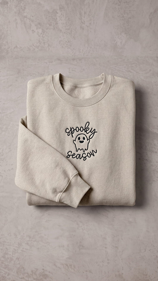 Embroidered Spooky Season Halloween Sweatshirt | Cute Ghost Design