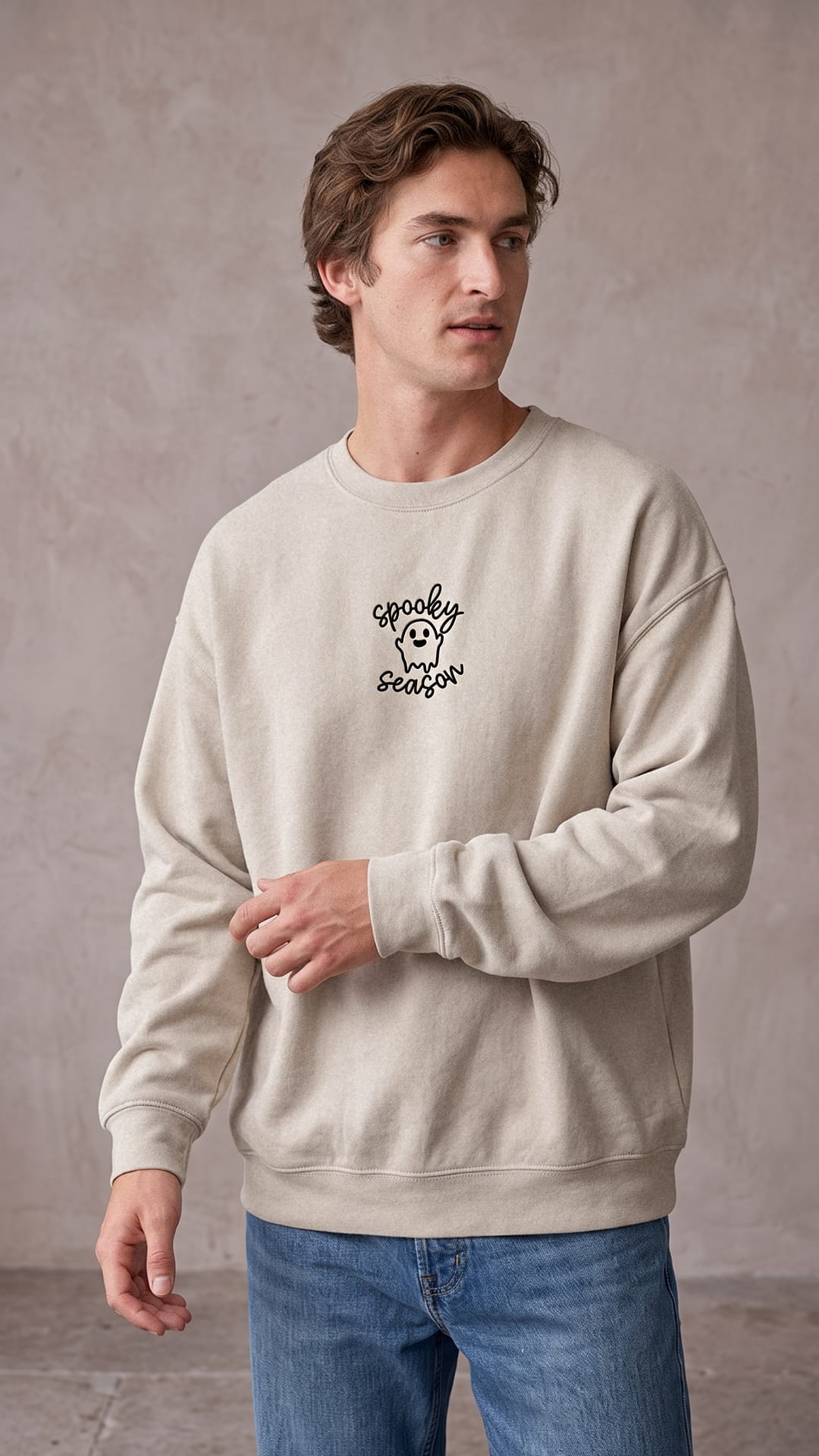 Embroidered Spooky Season Halloween Sweatshirt | Cute Ghost Design