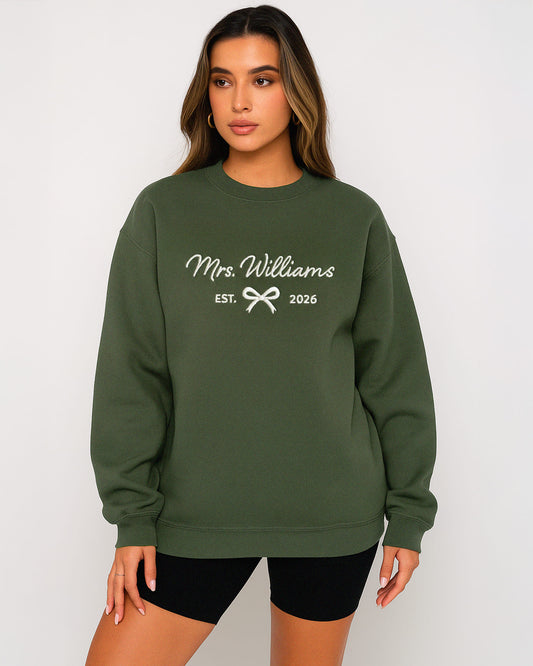 Custom Mrs. EST. Embroidered Sweatshirt