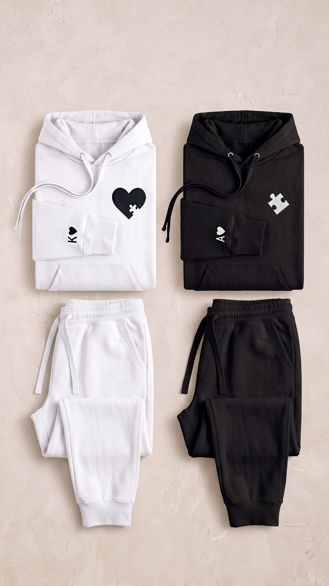 Personalized Puzzle Piece Couples Sweatsuit Set | Matching Hoodies & Sweatpants