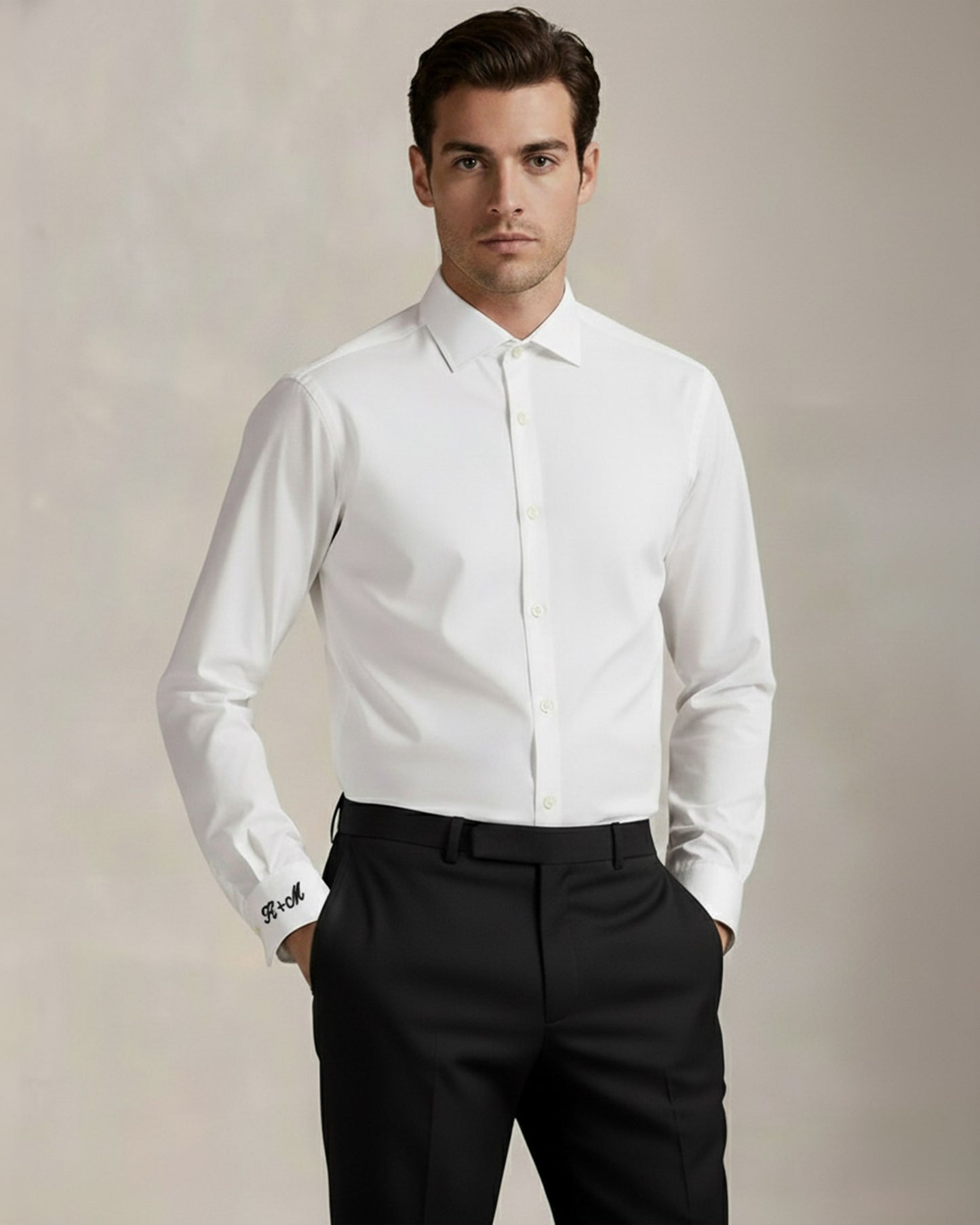 Initialed Cuff Stretch Woven Shirt