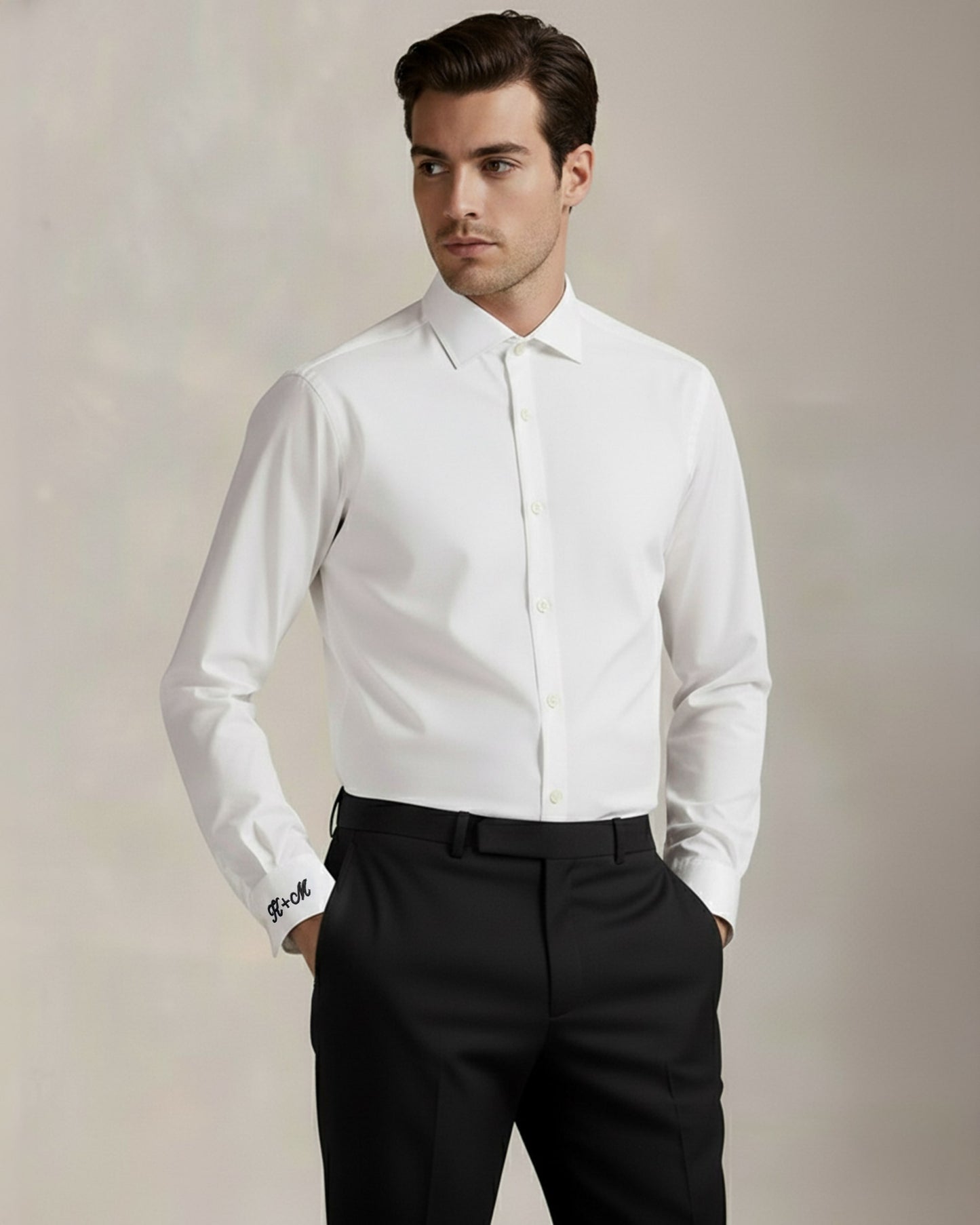 Initialed Cuff Stretch Woven Shirt